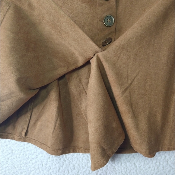 Coco + Jaimeson Womens Small Brown Suede Look Mini Casual A-Line Skirt Button - Picture 7 of 10
